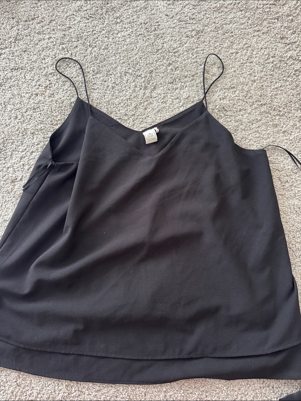 Paper Crane Black Satin-Look Spaghetti Strap Cami